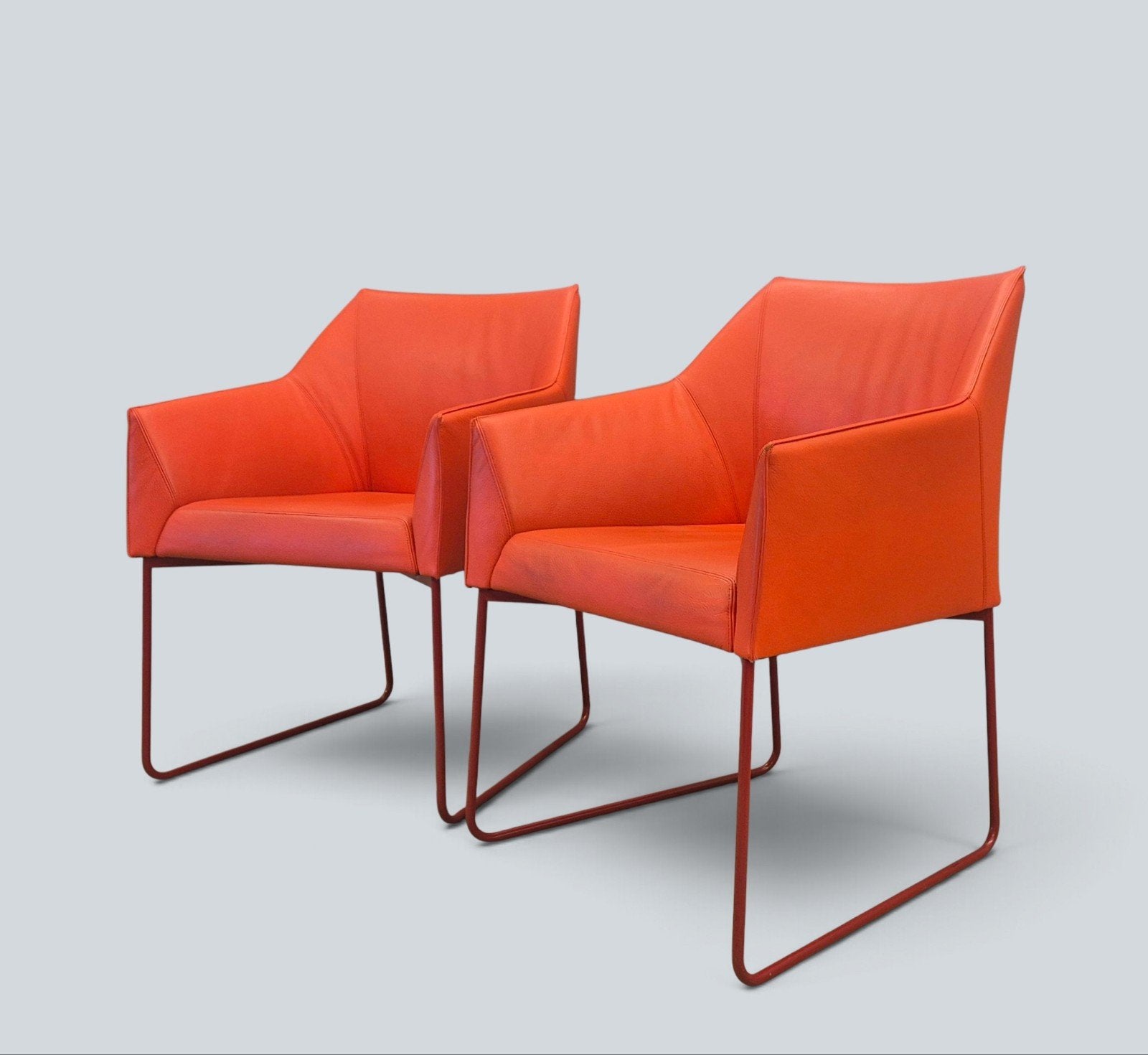 Leolux Mara Design Eetkamerstoelen Rood Leer, Huis en Inrichting, Stoelen, Ophalen, Leolux, Zo goed als nieuw, Vier
