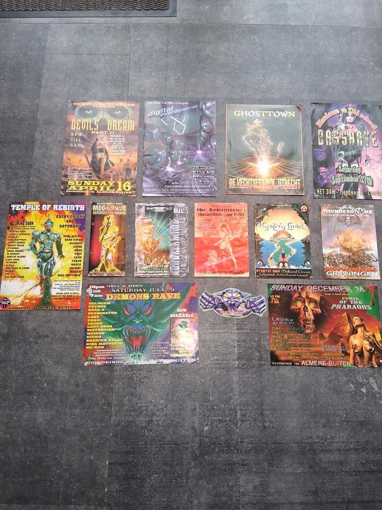 Zeldzame Thunderdome & Hardcore Flyers, Verzamelen, Posters, Gebruikt, Muziek, A4 of kleiner, Rechthoekig Staand, Ophalen of Verzenden