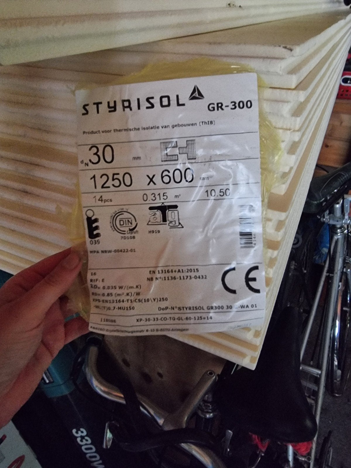 Styrisol GR-300 isolatieplaten - 10 stuks, Vloerisolatie, Nieuw, 5 tot 10 m², Hardschuim (Pir)