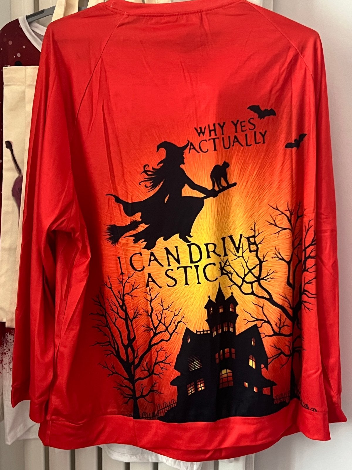 Nieuw: Halloween Heksen Trui 4XL - 'I Can Drive A Stick', Ophalen of Verzenden, Nieuw, Maat 46/48 (XL) of groter, Rood