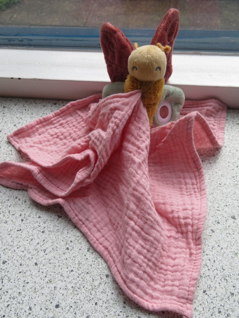 Knuffeldoek vlinder merk Little Dutch Tiamo roze hydrofiel, Little Dutch, Overige typen, Ophalen of Verzenden, Zo goed als nieuw