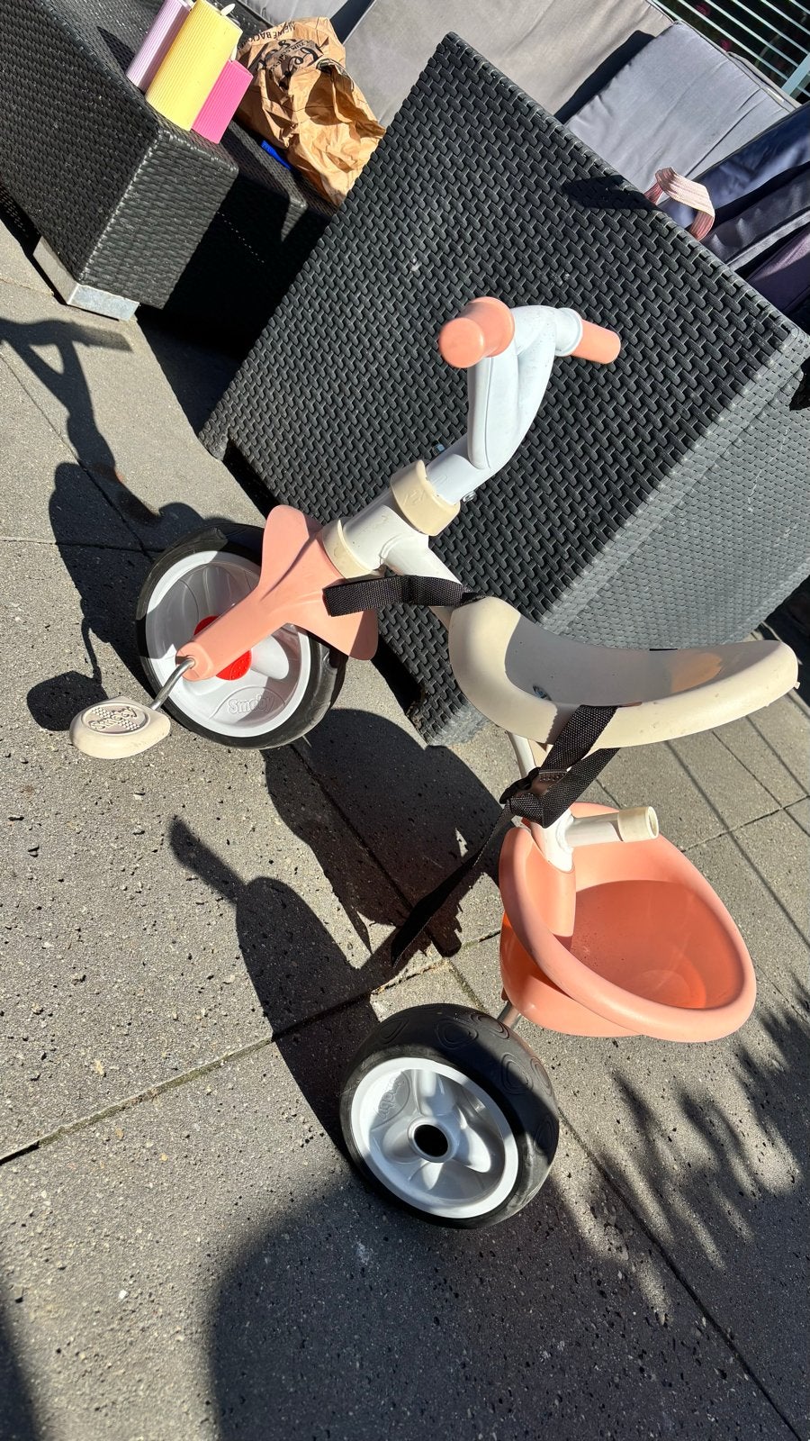 Smoby driewieler met duwstang - Roze, Ophalen, Zo goed als nieuw, Loopfiets