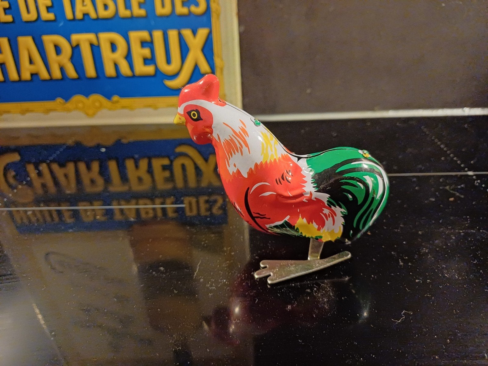 Vintage blikken opwindbare bewegende Kip, Antiek en Kunst, Verzenden
