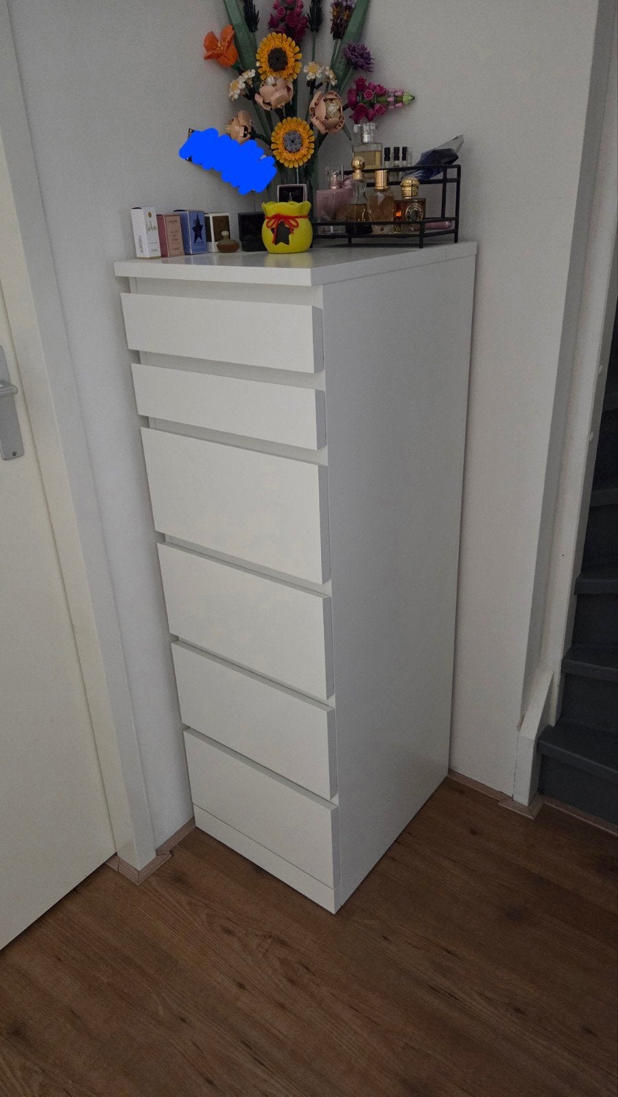 Ikea Malm ladekast 6 lades spiegel wit, Ophalen, Minder dan 50 cm, 5 laden of meer, 100 tot 150 cm
