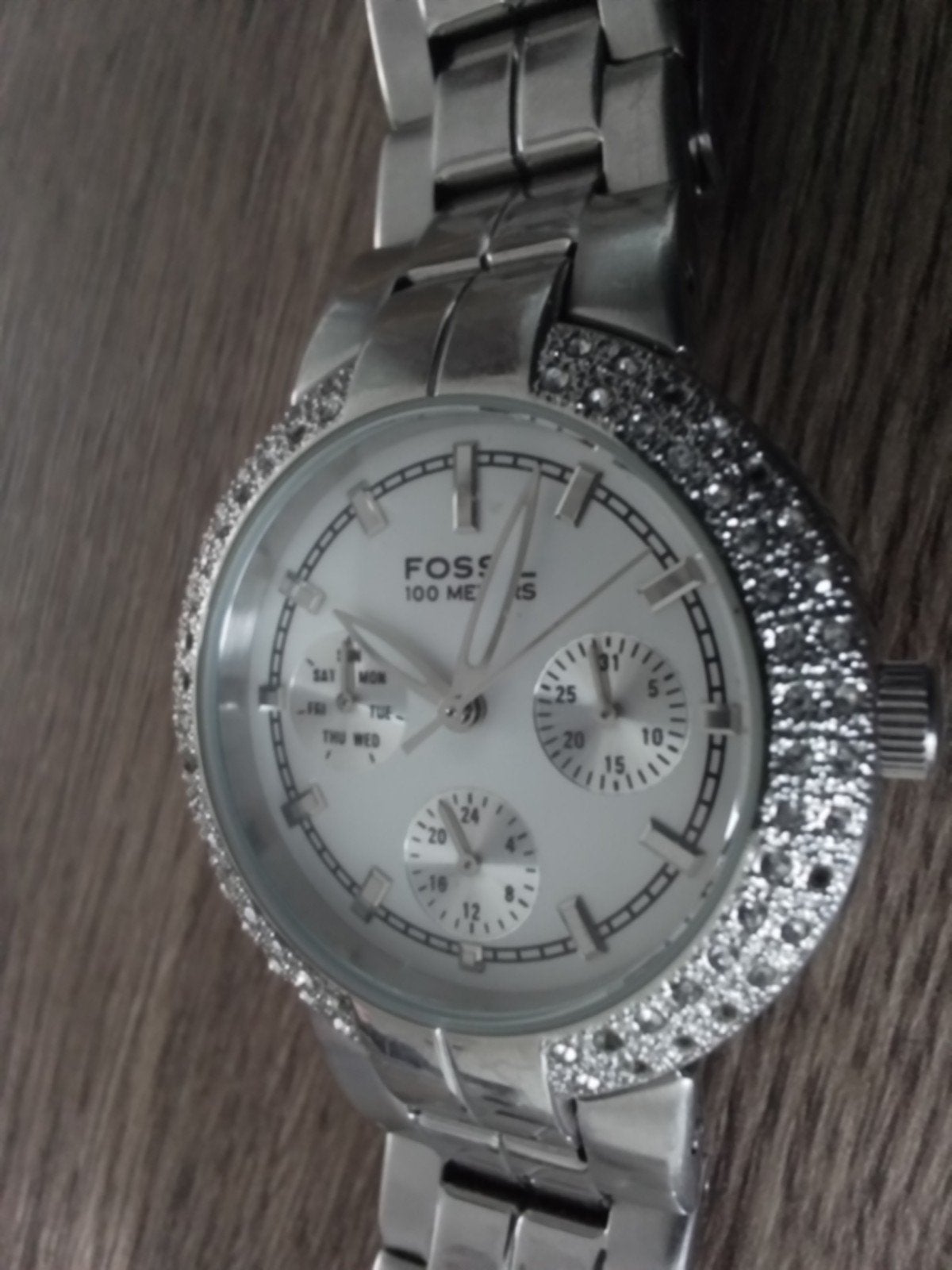 Fossil Blue dameshorloge  met strass, Sieraden, Tassen en Uiterlijk, Horloges | Dames, Fossil, Polshorloge, Ophalen of Verzenden