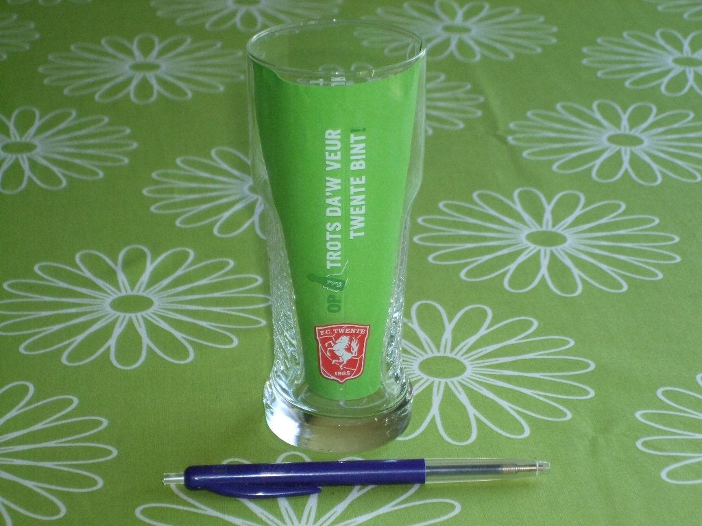 Grolsch glas FC Twente - Trots da'w veur Twente bint, Ophalen of Verzenden, Zo goed als nieuw, F.C. Twente, Overige typen