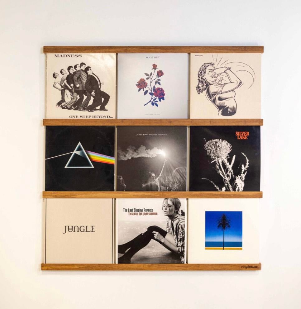 Vinylframe Walnoot voor 3x3 LP’s, Ophalen, Zo goed als nieuw