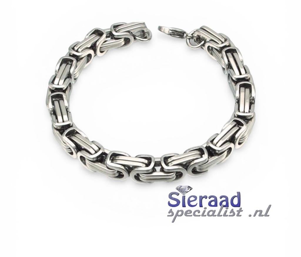 Stoere stainless steel konings schakel armband, Staal, Ophalen of Verzenden, Sieraadspecialist, Nieuw