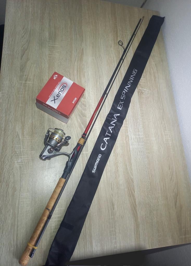 Hengel met molen Shimano + Ryobi, Watersport en Boten, Hengelsport | Roofvissen, Ophalen, Gebruikt, Complete set