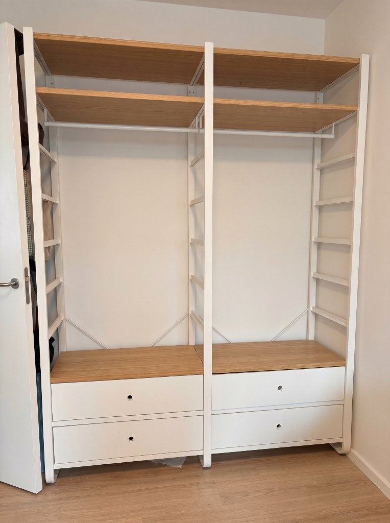 IKEA ELVARLI Open Kledingkast (Wit & Bamboe), Ophalen, Met lade(s), Ikea Nordic Scandi, 50 tot 100 cm