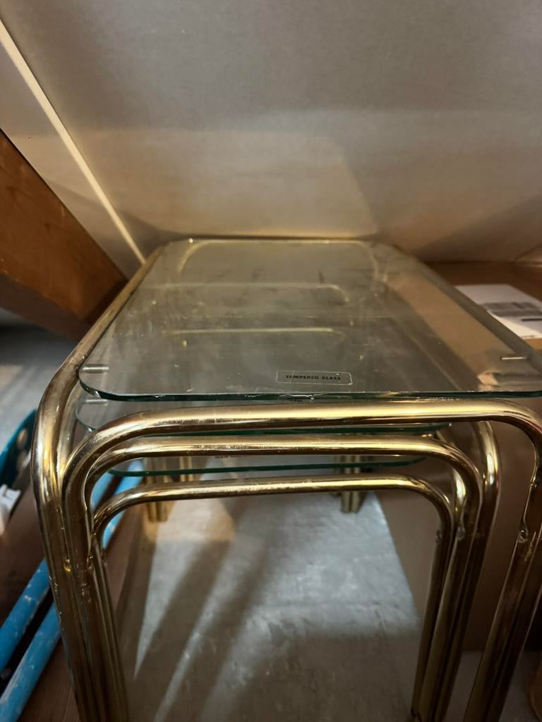 Vintage bijzettafels van glas, 45 tot 60 cm, Minder dan 55 cm, Rond, Ophalen of Verzenden