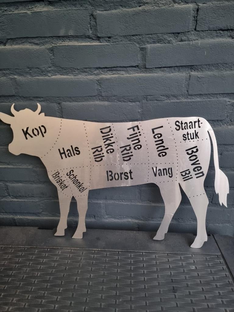 Rvs decoratie koe, Tuin en Terras, Houtskoolbarbecues, Nieuw, Ophalen of Verzenden