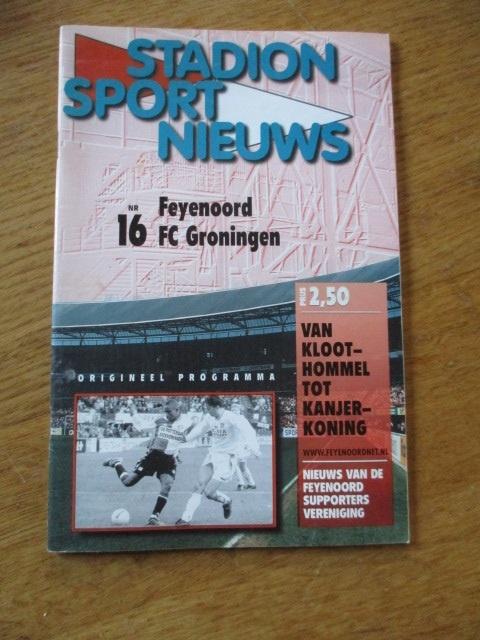 Programmaboekje 16 Feyenoord - FC Groningen 11 februari 2001, Ophalen of Verzenden, Gelezen, Watersport en Hengelsport