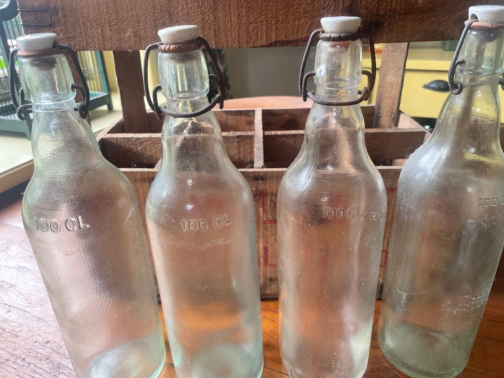 Franse vintage limonade flessen, met en zonder opdruk, Ophalen