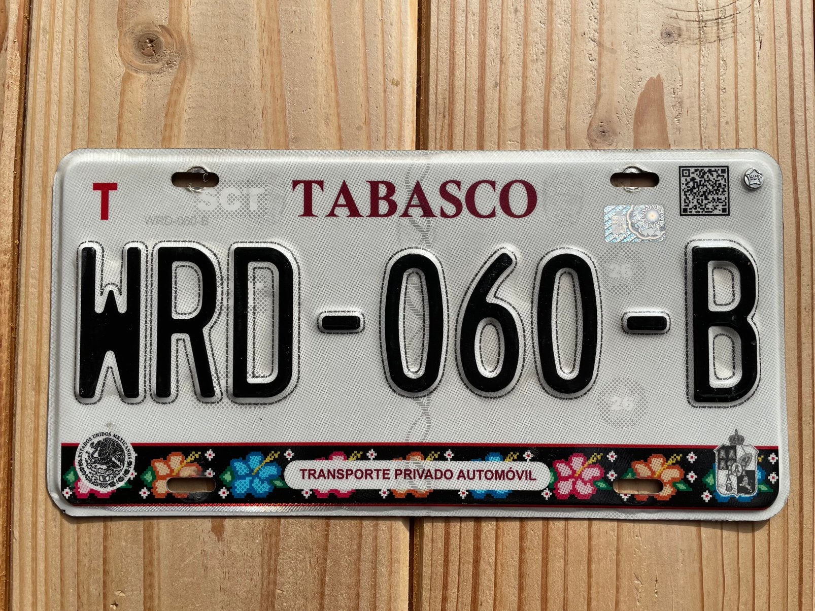 Nummerplaat kentekenplaat nummerbord uit Tabasco, Mexico, Verzamelen, Ophalen of Verzenden, Gebruikt, Auto's