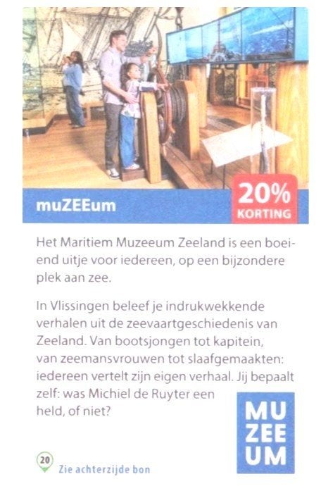 muZEEum 20% kortingsbon, Tickets en Kaartjes, Musea, Drie personen of meer, Kortingskaart
