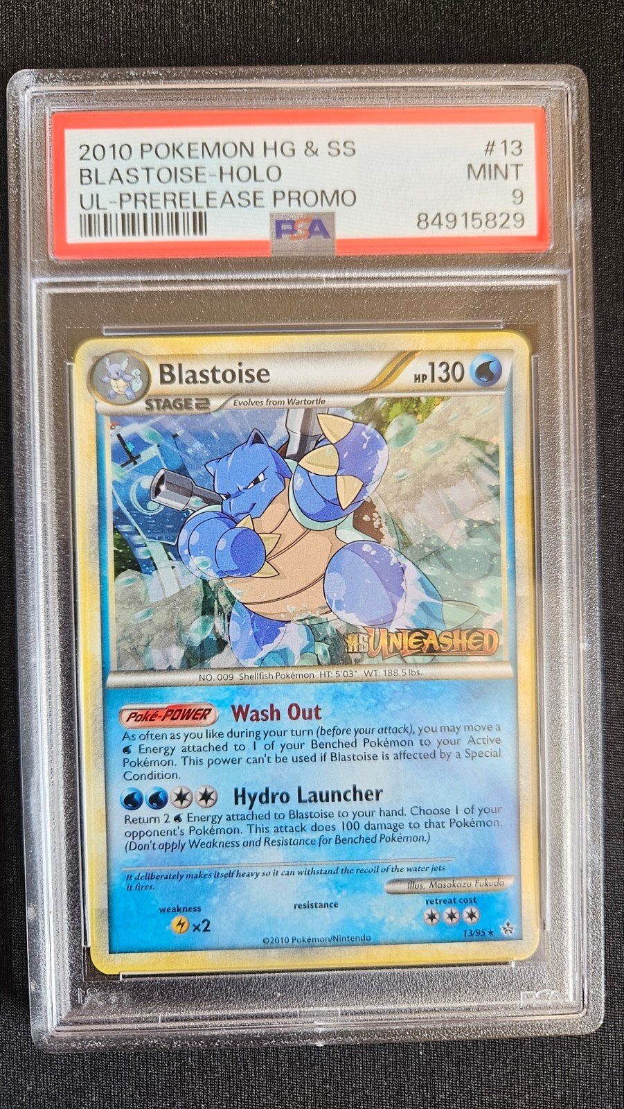 Blastoise prerelease promo Unleashed psa 9 POP40, Ophalen of Verzenden, Zo goed als nieuw