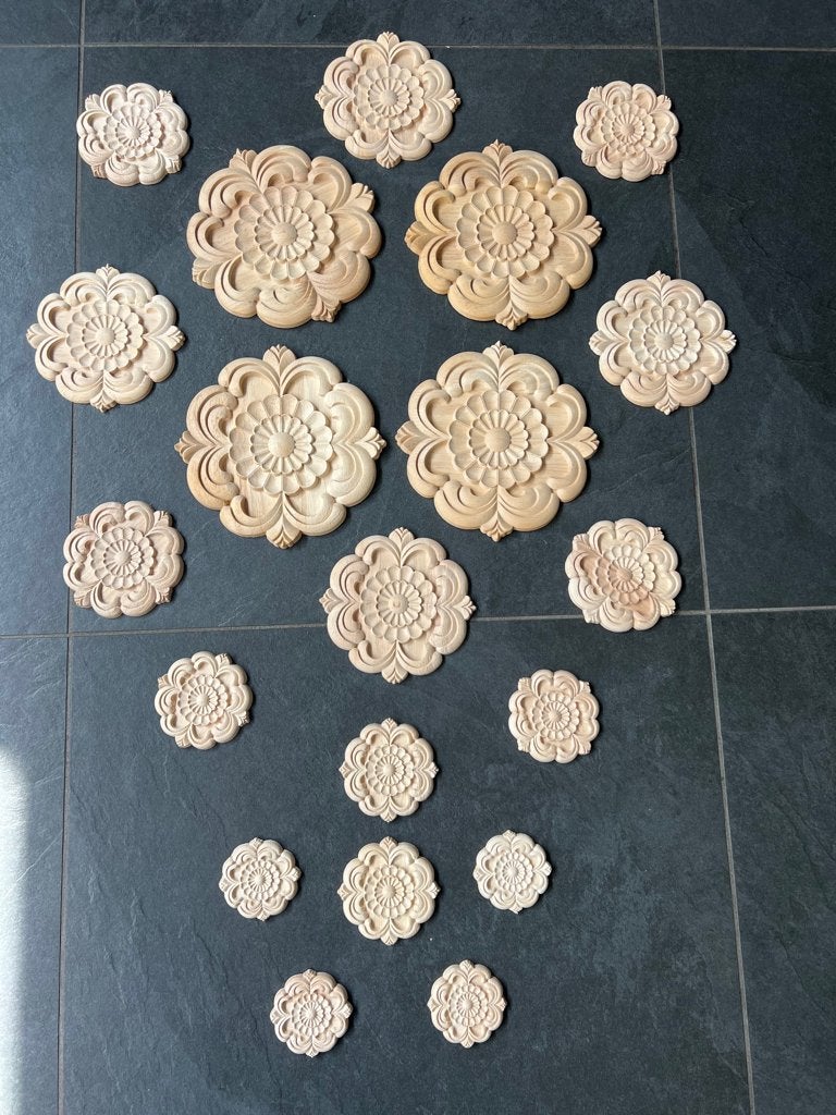 Houtsnijwerk ornament applique console bloem mandala, Boho, Nieuw, Ophalen of Verzenden, https://verburgtvintage.nl/#contact