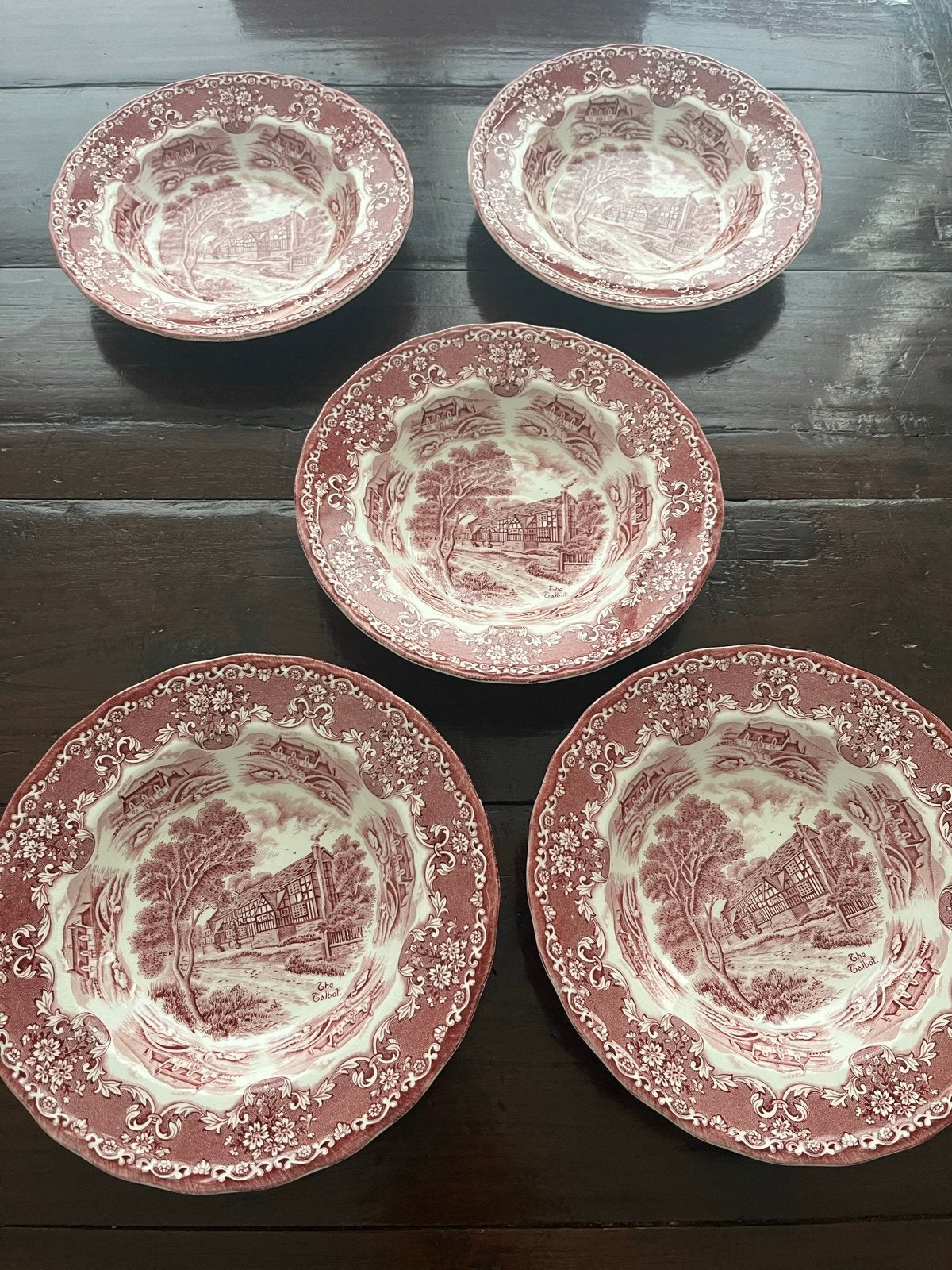 Set van 5 Grindley 'English Country Inns' soepborden, Ophalen of Verzenden