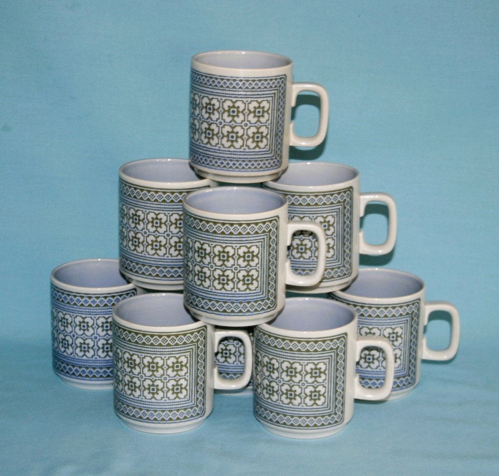 Hornsea Pottery Vintage 1970's Mugs " Tapestry " Series, Huis en Inrichting, NVT, Ophalen of Verzenden, Zo goed als nieuw, Steen/keramiek