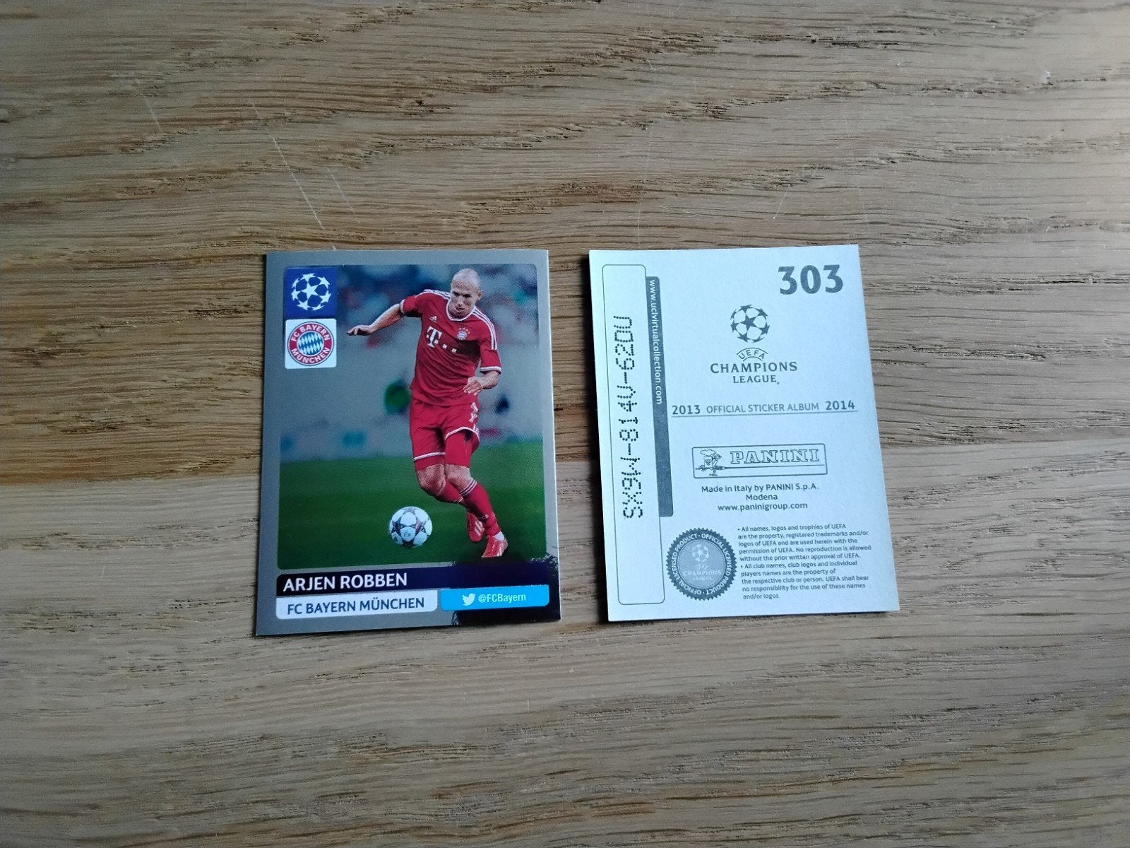 Arjen Robben Panini Champions League Sticker 2013-2014, Ophalen of Verzenden, Zo goed als nieuw, Poster, Plaatje of Sticker