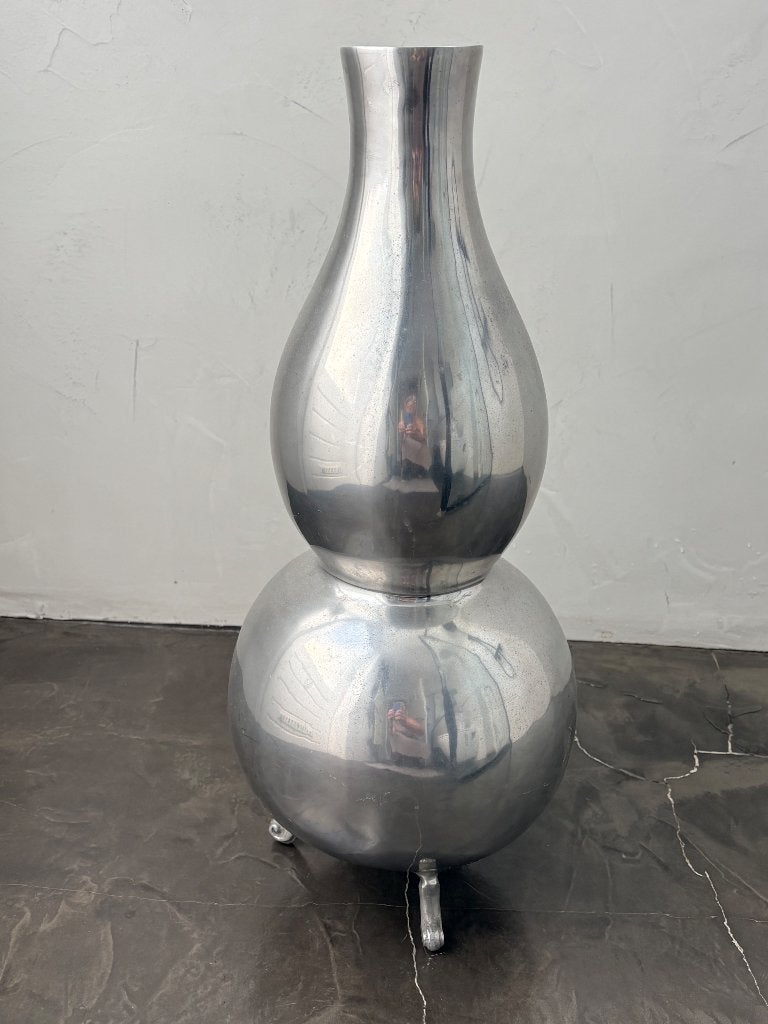 Decoratieve hoge vaas, aluminium, Huis en Inrichting, Woonaccessoires | Vazen, Ophalen, Overige materialen, 58 cm, Zo goed als nieuw