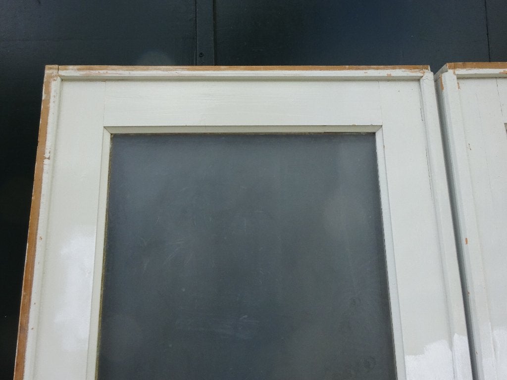 Set antieke (inloop-) kast schuifdeuren, 2/76x201 cm €495,00, Ophalen, Gebruikt, Wit, Vintage