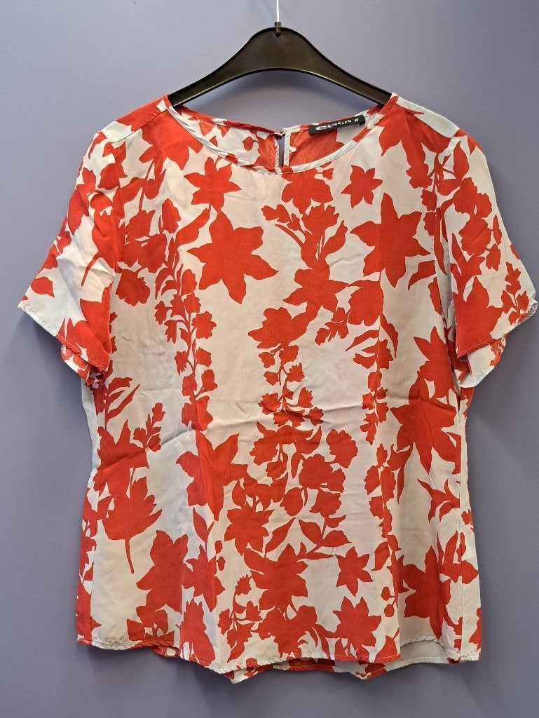 Expresso shirt lichtblauw/ rode bloemen 100% cupro 40 42564, Maat 38/40 (M), Expresso, ., Ophalen of Verzenden