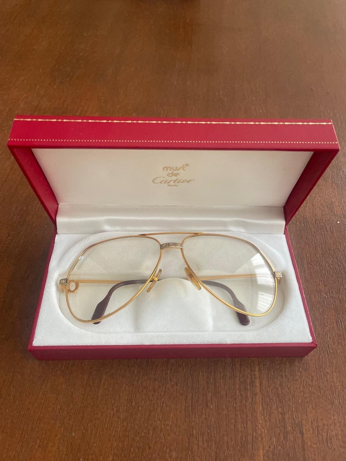 Vintage Cartier Bril - Goudkleurig Montuur, Overige merken, Gebruikt, Overige kleuren, Ophalen of Verzenden