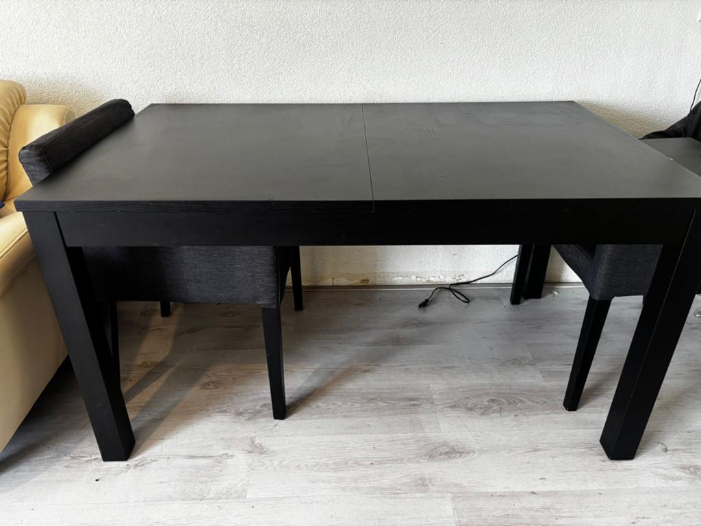 Moderne Uitschuifbare Eettafel Zwart - Zo goed als nieuw, Huis en Inrichting, Tafels | Eettafels, Ophalen of Verzenden, Zo goed als nieuw