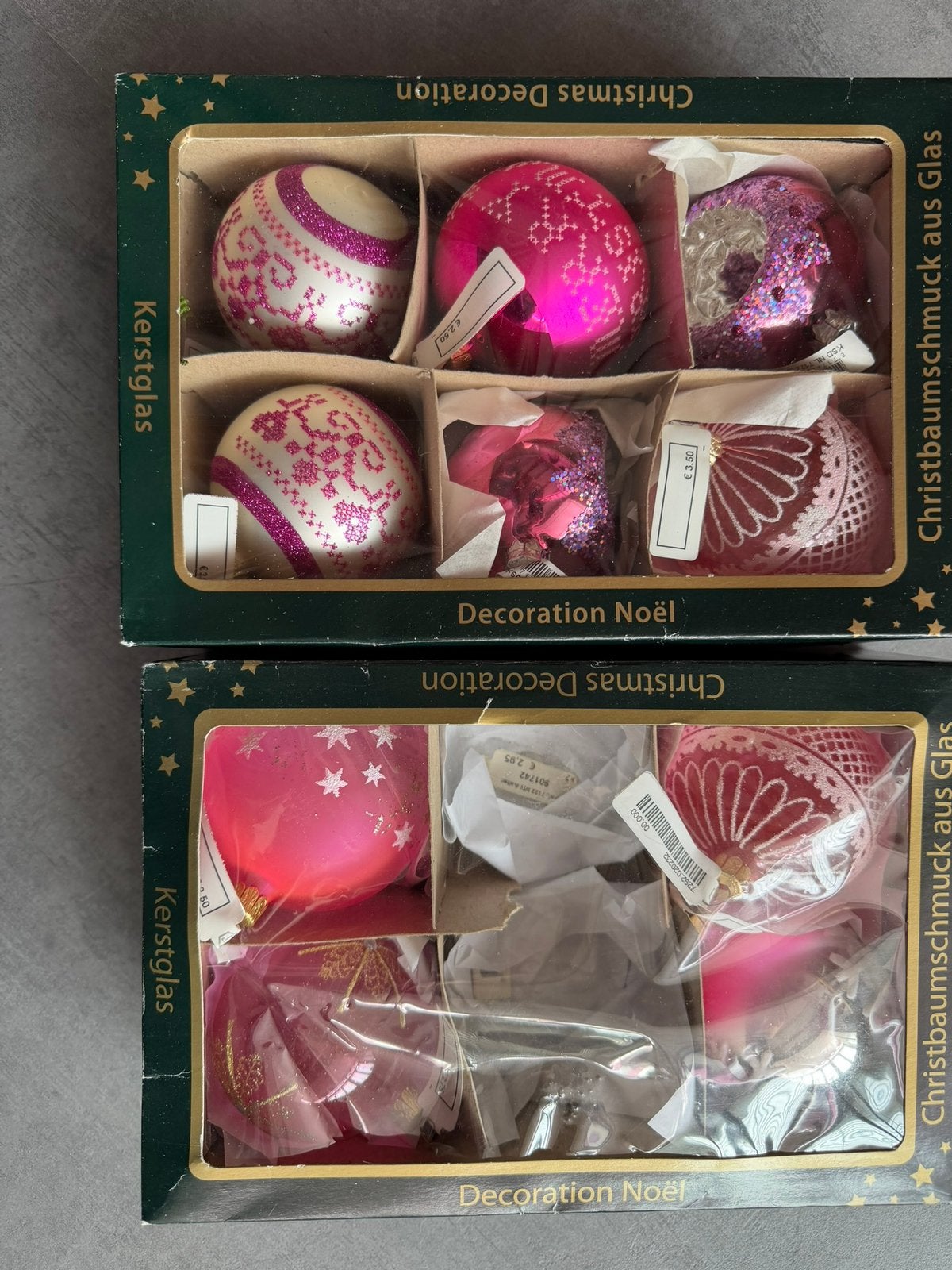Set glazen kerstballen roze – glitter & luxe 10 stuks, Ophalen of Verzenden, Nieuw