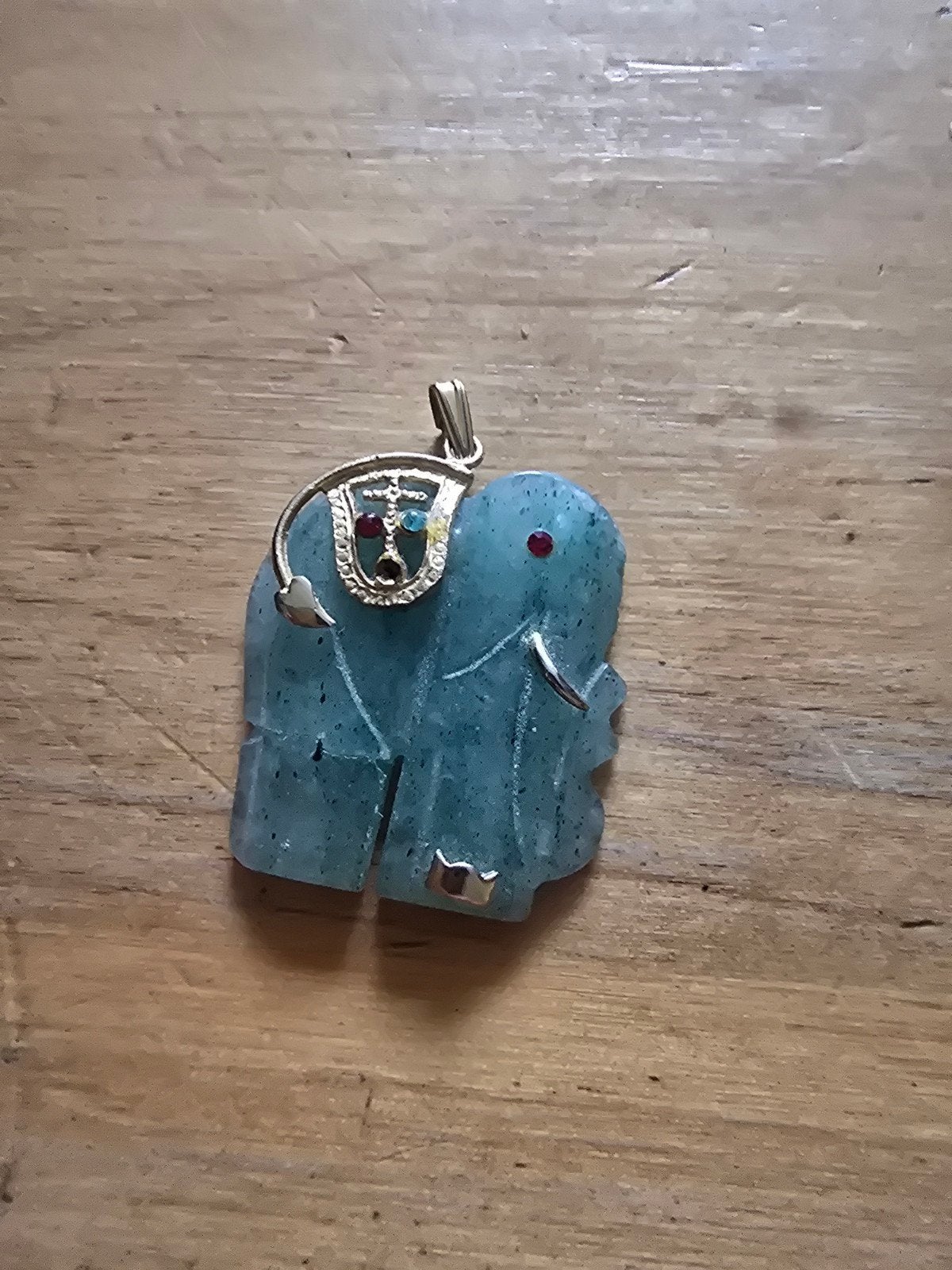 Unieke Olifant Hanger van Steen met Edelstenen, Ophalen of Verzenden