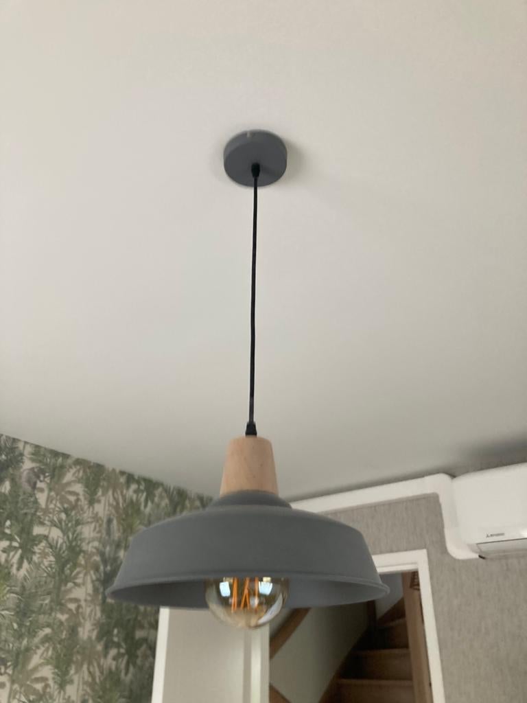Hanglamp grijs, Ophalen of Verzenden, Zo goed als nieuw, Hout