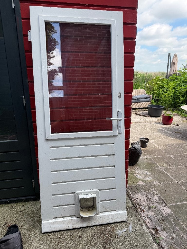 Deur met kattenluik, Ophalen, Gebruikt, 80 tot 100 cm, Binnendeur