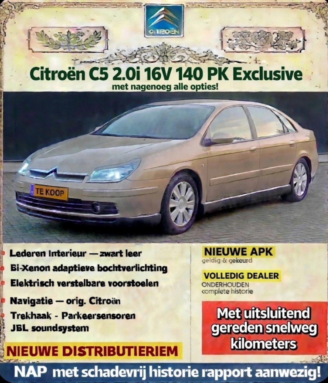 Sublieme, dealer onderhouden C5 2.0i 16V "Exclusive", 4 cilinders, Beige, Handgeschakeld, Particulier