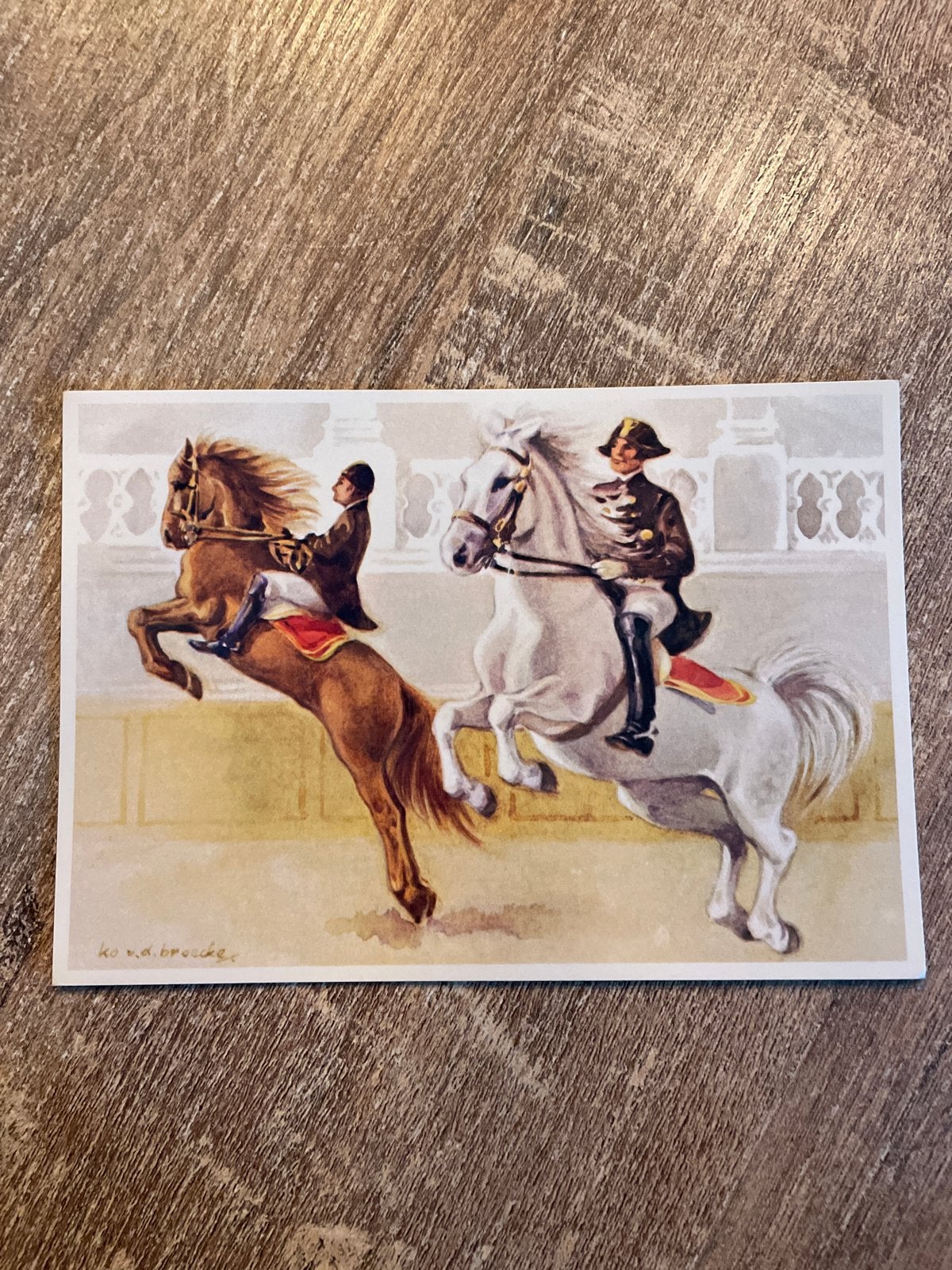 Vintage Ansichtkaart Paarden: Courbette & Capriole (Ko van d, Ophalen of Verzenden, 1960 tot 1980, Ongelopen, Paard