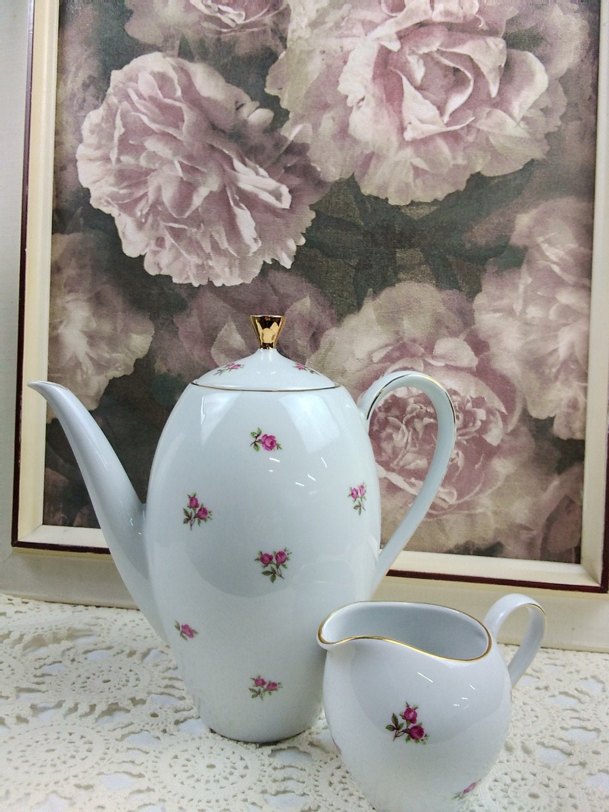Mitterteich Bavaria Rosette Koffiepot met Melkkan, Antiek en Kunst, Ophalen of Verzenden