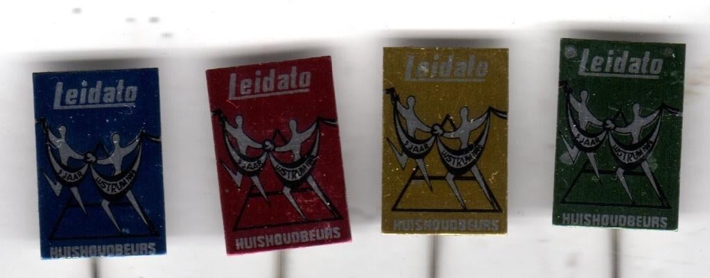 3 speldjes LEIDATO HUISHOUDBEURS 5 JAAR LUSTRUM 1966 (A8), Ophalen of Verzenden, Gebruikt, Overige onderwerpen