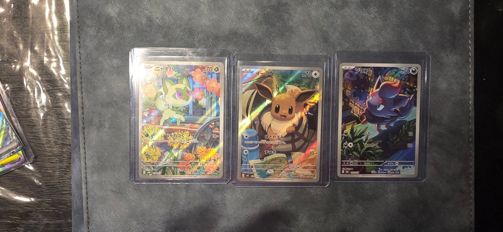 Pokémon Kaarten: Sprigatito, Eevee, Hisuian Zorua (Foil), Ophalen of Verzenden, Zo goed als nieuw, Losse kaart, Foil
