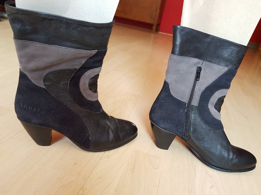 Korte leer met suede laarzen maat 40 Invito, Verzenden, Zwart, Lage of Enkellaarzen, Zo goed als nieuw