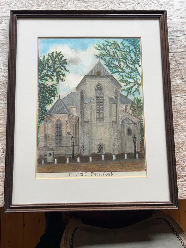 Pastel tekening van de Pieterskerk in Utrecht, Ophalen