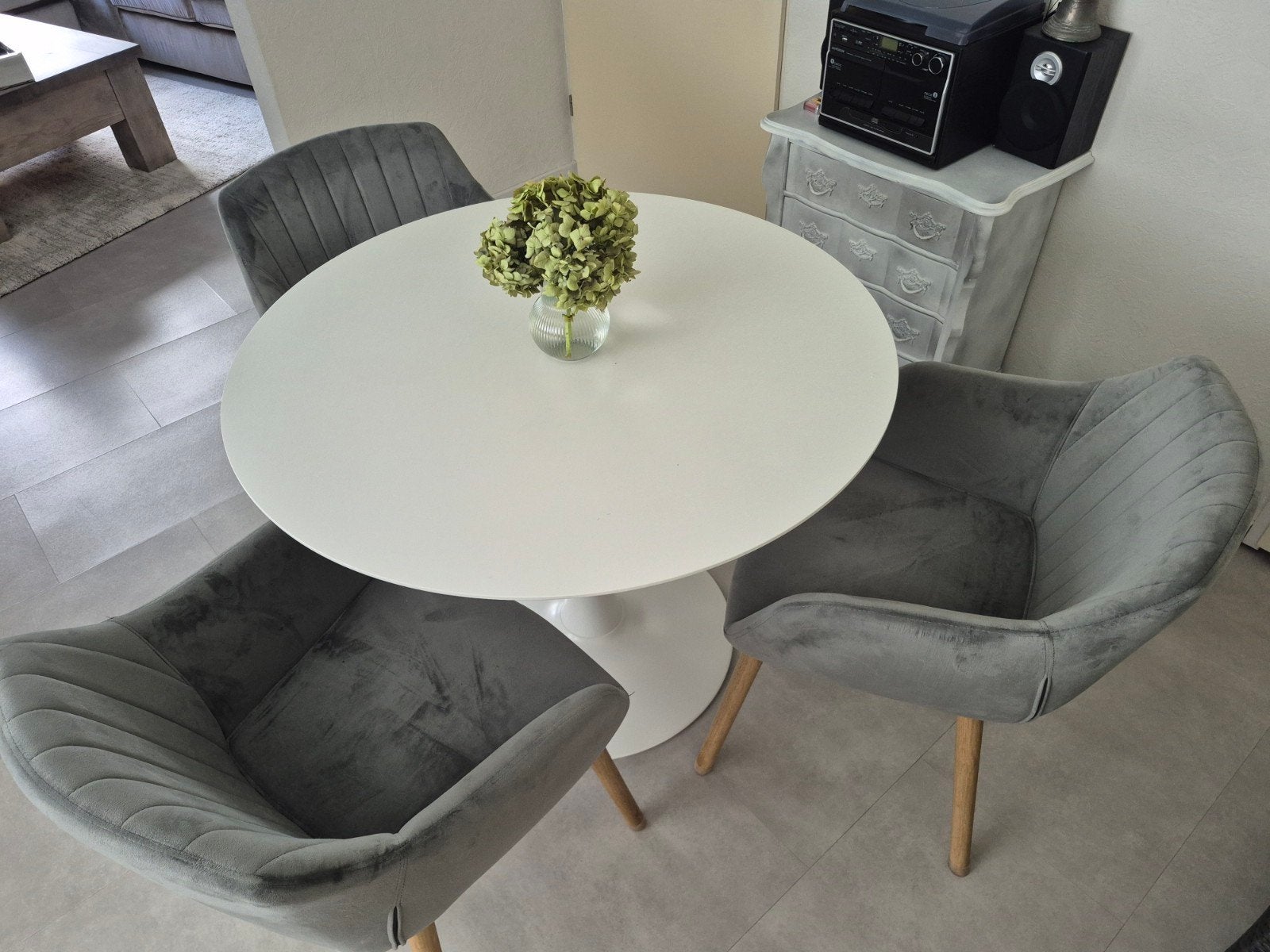 stijlvolle eethoek met 3 stoelen, Modern, Scandinavisch, Rond, Nieuw, Drie personen
