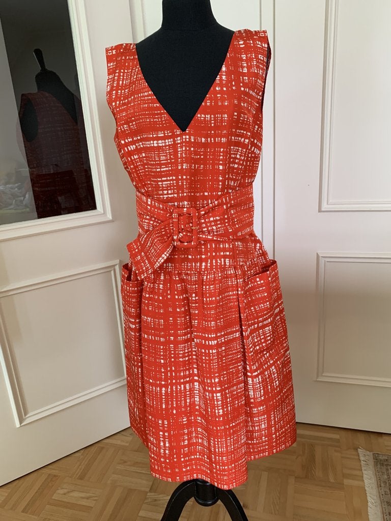 Prada Milano zuiver zijden jurk, jaren '50 model, mt. 46 IT, Maat 38/40 (M), Nieuw, Knielengte, PRADA MILAAN