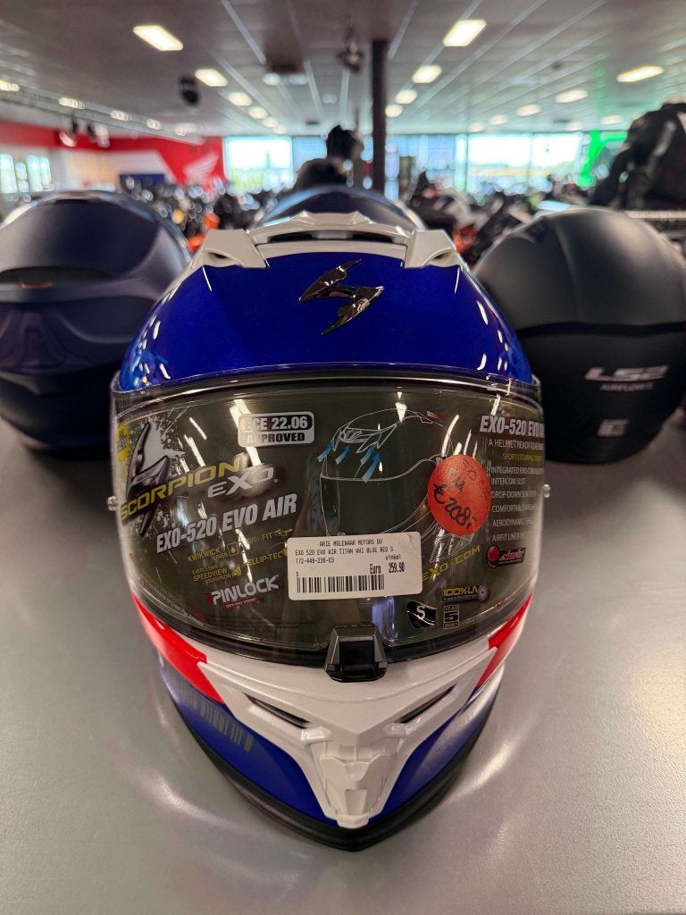 SCORPION EXO 520  TITAN, WHITE/BLUE/RED, LAATSTE MAAT: S, 5 Rue Gutenberg 67720, Hoerdt, France, Ophalen of Verzenden, S, SCORPION SPORTS EUROPE
