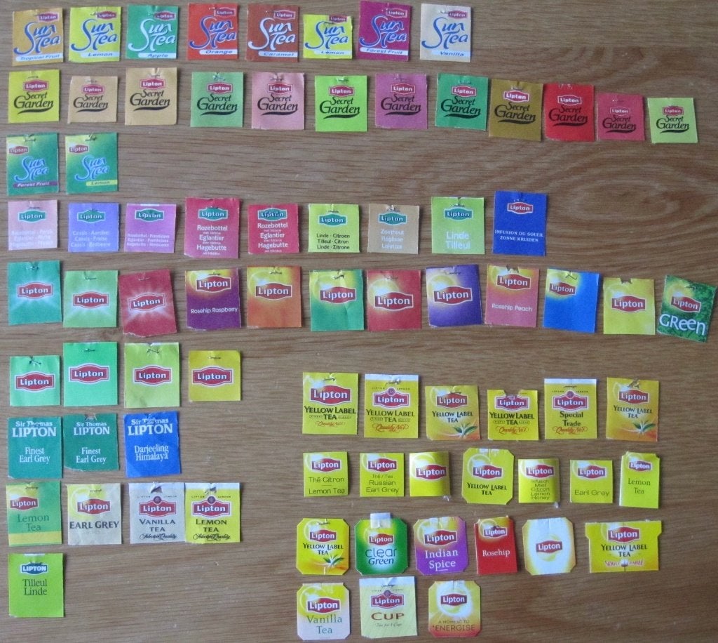 75 verschillende theelabels van Lipton, Verzenden, Label