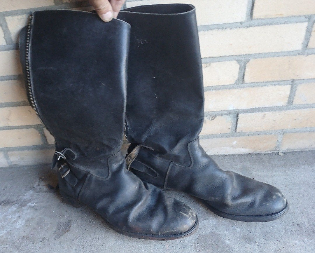vintage motorlaarzen bovine leather maat 45, Motoren, Onderdelen | Oldtimers, Ophalen of Verzenden, Gebruikt