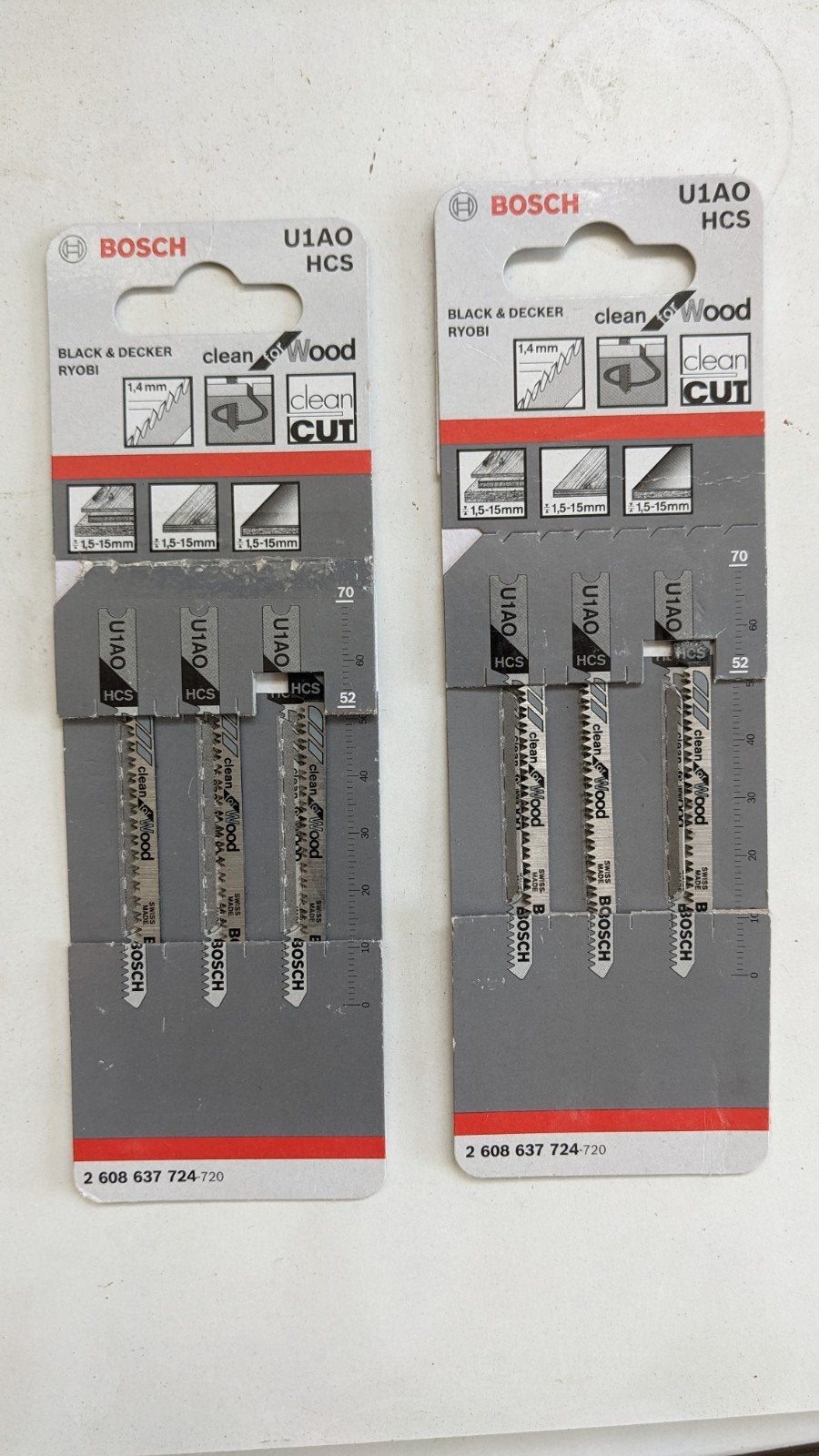 Bosch U1AO HCS U-schacht Decoupeerzaagbladen voor hout (2 s, Decoupeerzaag, Nieuw, Ophalen of Verzenden, 30 tot 70 mm