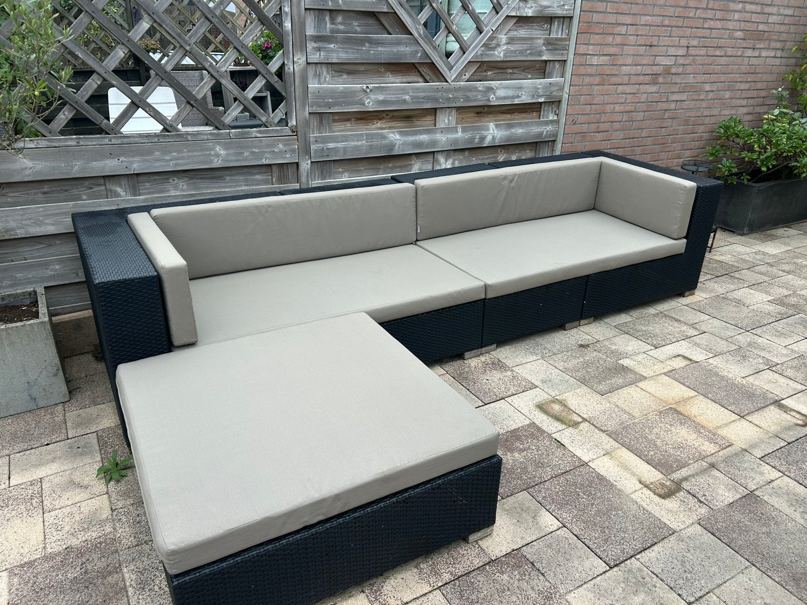 Modulaire loungebank, inclusief kussens, Ophalen, Gebruikt, Kunststof, Loungeset