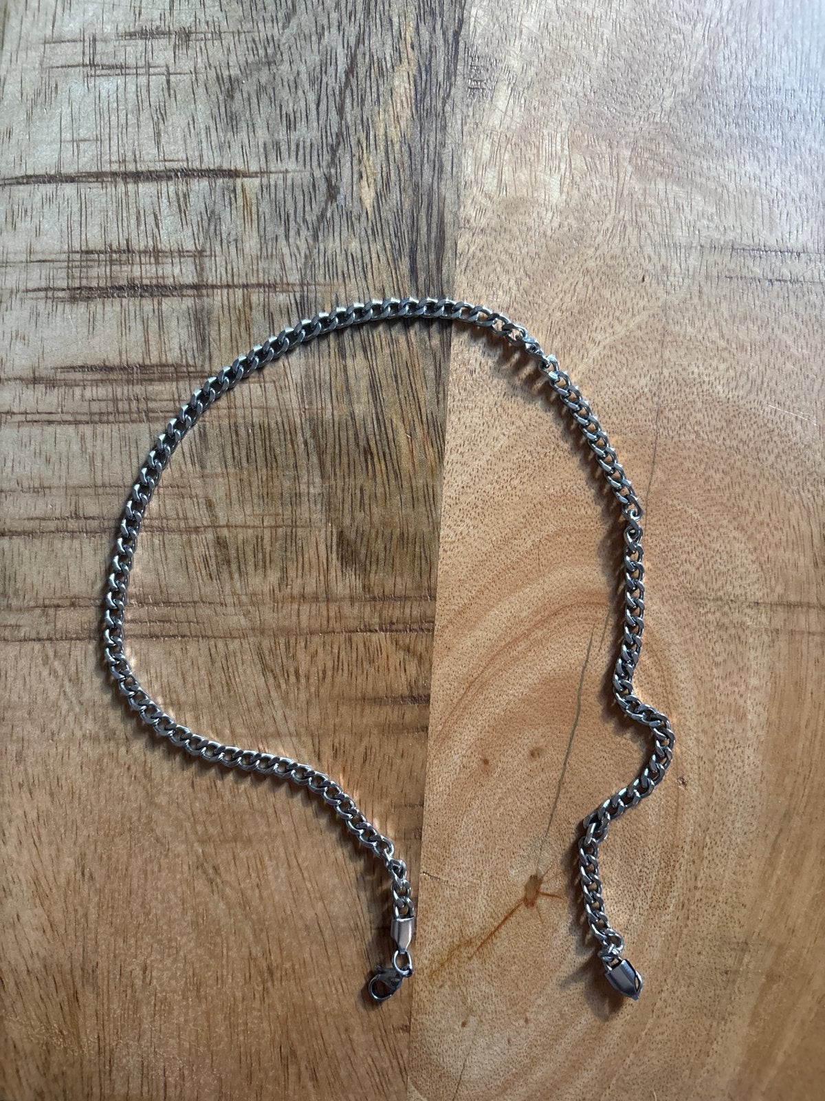 Zilverkleurige schakelketting, Sieraden, Tassen en Uiterlijk, Ophalen of Verzenden, Zo goed als nieuw, Zilver, Staal