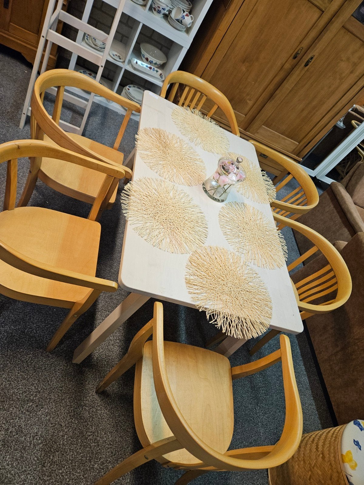 Complete Eethoek met Tafel en 6 Stoelen, Ophalen, Gebruikt, Klassiek, Hout, 6 tot 8 stoelen